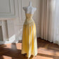 gelbes, modisches, elegantes Satin-Heimkehrkleid, Ballkleid, Geburtstagspartykleid, Abendkleid, Abschlusskleid, nv4674