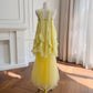 Robe de soirée jaune longue/courte en tulle et mousseline de soie, robe de bal, robe de fête d'anniversaire, costume deux pièces nv4670