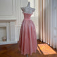 Robe de soirée vintage rose en satin doux, robe de bal, robe de fête d'anniversaire, robe de soirée nv4673