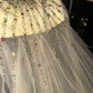 Robe de bal longue en tulle à perles, décolleté en cœur, couleur champagne doré, exquise, à la mode, nv5256