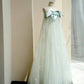 Robe de soirée longue en satin et tulle vert menthe nv4685