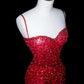 NiceVestidos--Blazing Shine Style：Scarlet Sequin - Embellished Spaghetti - Strap Mermaid Floor - Length Evening Dress NV5816