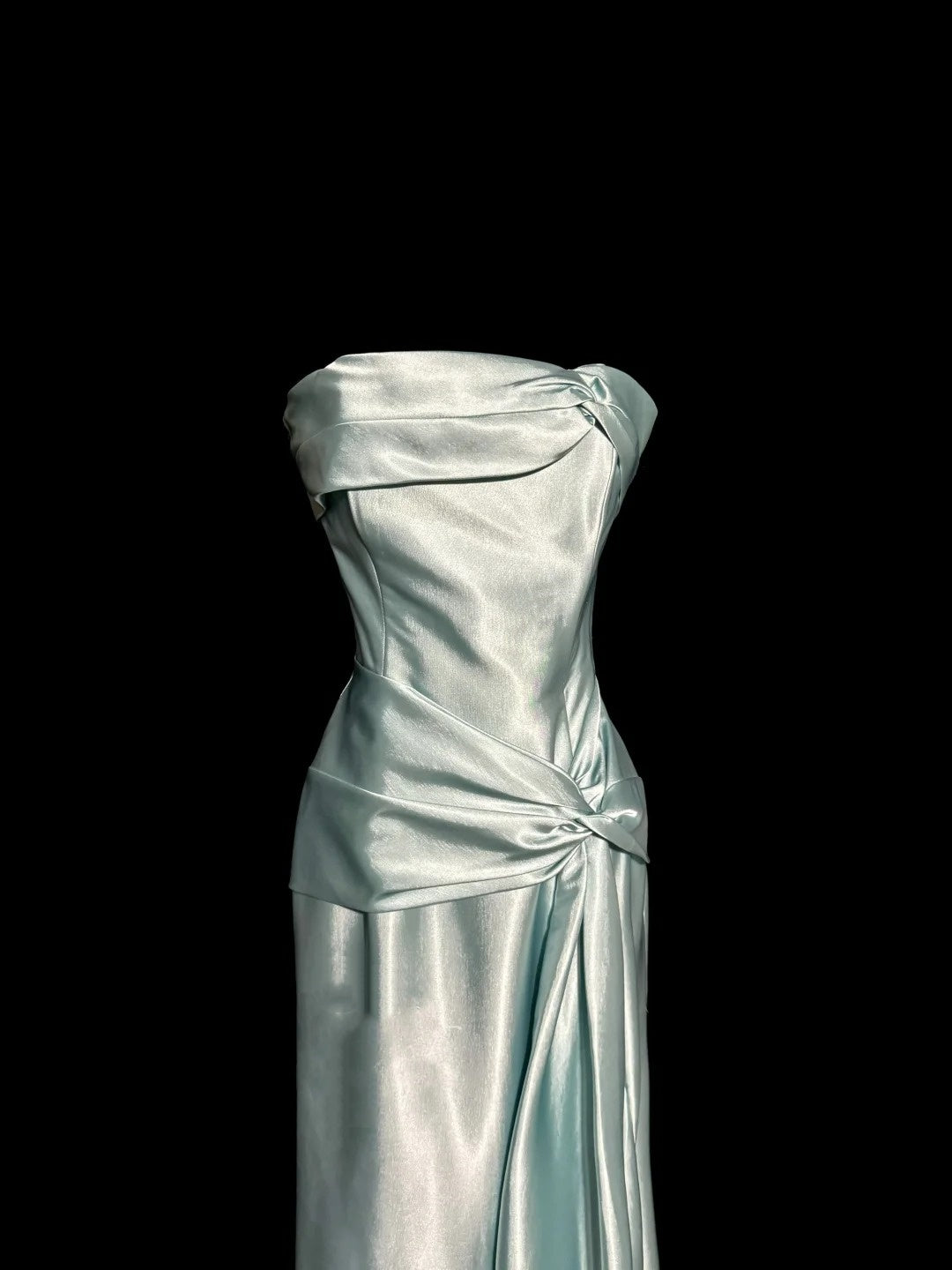 Mintgrünes, schlichtes, elegantes, langes Satin-Ballkleid, Abendkleid, Partykleid, NV4119