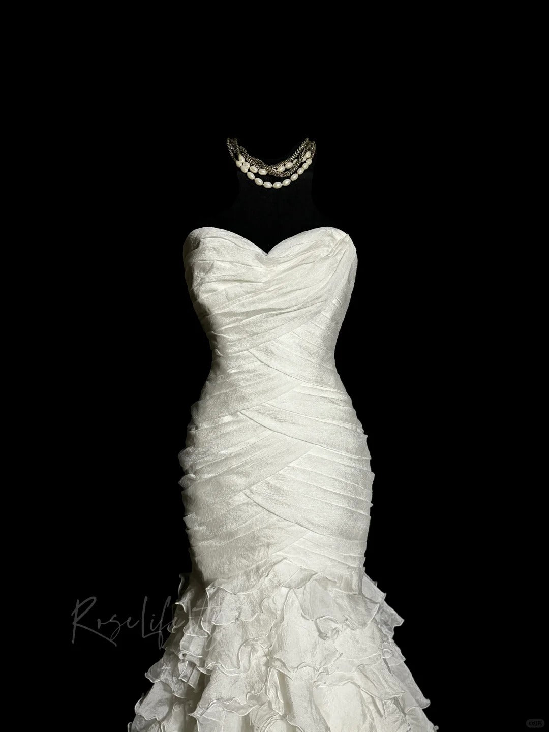Elfenbeinweiß Elegant Exquisite Lange Tüll Meerjungfrau Schlank Bodenlangen Schleppe Ballkleid Abendkleid Partykleid Brautkleid nv4135