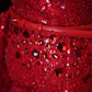 Rotes Heimkehrkleid mit Perlenbesatz und V-Ausschnitt, sexy, kurzes Ballkleid, Abendkleid, Geburtstagskleid, nv4413