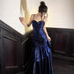 Robe de soirée sirène bleue à volants, tenue de soirée légère et luxueuse, idéale pour les petites personnes, nv4543