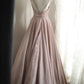 Robe de soirée longue en satin rose pour fille brillante, tenue de soirée, nv4693