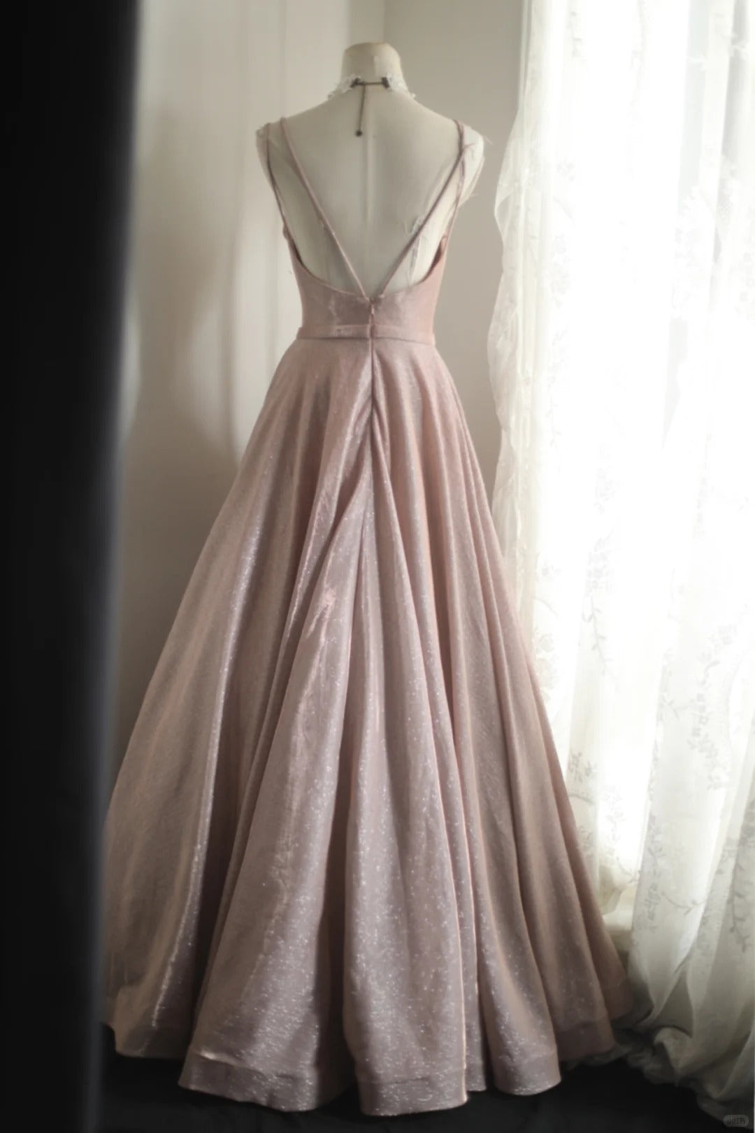 Robe de soirée longue en satin rose pour fille brillante, tenue de soirée, nv4693