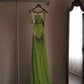 Robe de soirée longue en tulle vert, luxueuse et exquise NV6640