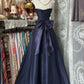 Lila Vintage Langes Satin Ballkleid Abendkleid Partykleid nv4366
