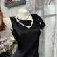 Retro schwarzes schlichtes, modisches langes Satin-Ballkleid nv5426
