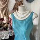 Robe de soirée longue en mousseline de soie, élégante et simple, style vintage, bleu, nv4622