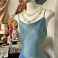 Blue Shiny Mermaid Retro Elegant Long Satin Homecoming Dress Birthday Party Dress nv4627
