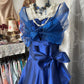 Robe de bal longue en satin bleu vintage élégante, robe de soirée, robe de bal, robe de fête d'anniversaire, nv4628