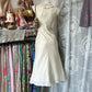 Robe de soirée blanche rétro simple mi-longue en satin nv5424