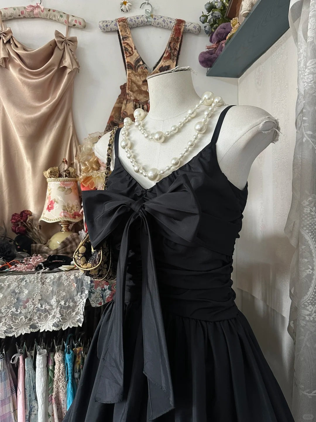 Robe de soirée courte en satin noir vintage, robe de bal d'anniversaire, robe de soirée nv4620