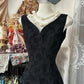 Black Patterned Mermaid Gown: V-neck Sleeveless, Retro Brocade, Banquet Elegant Style NV6399
