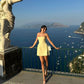 Gelbes ärmelloses A-Linien-Mini-Homecoming-Kleid aus Satin, nv2149