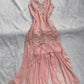 Rosa V-Ausschnitt Chiffon Langes Partykleid Abendkleid nv5375