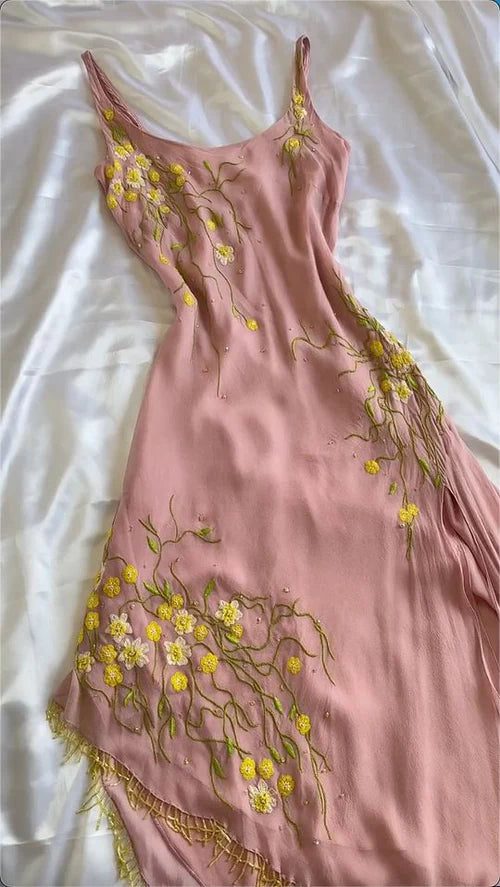 Rosa Stickerei Partykleid Vintage Ballkleid Abendkleid Neue Abendkleider nv5350