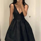 Robe de soirée courte en satin à col en V et dos nu, robe de remise de diplôme, robe d'anniversaire, nv2147