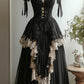 Robe de soirée longue noire vintage en tulle et dentelle, tenue de bal, d'anniversaire, nv4718