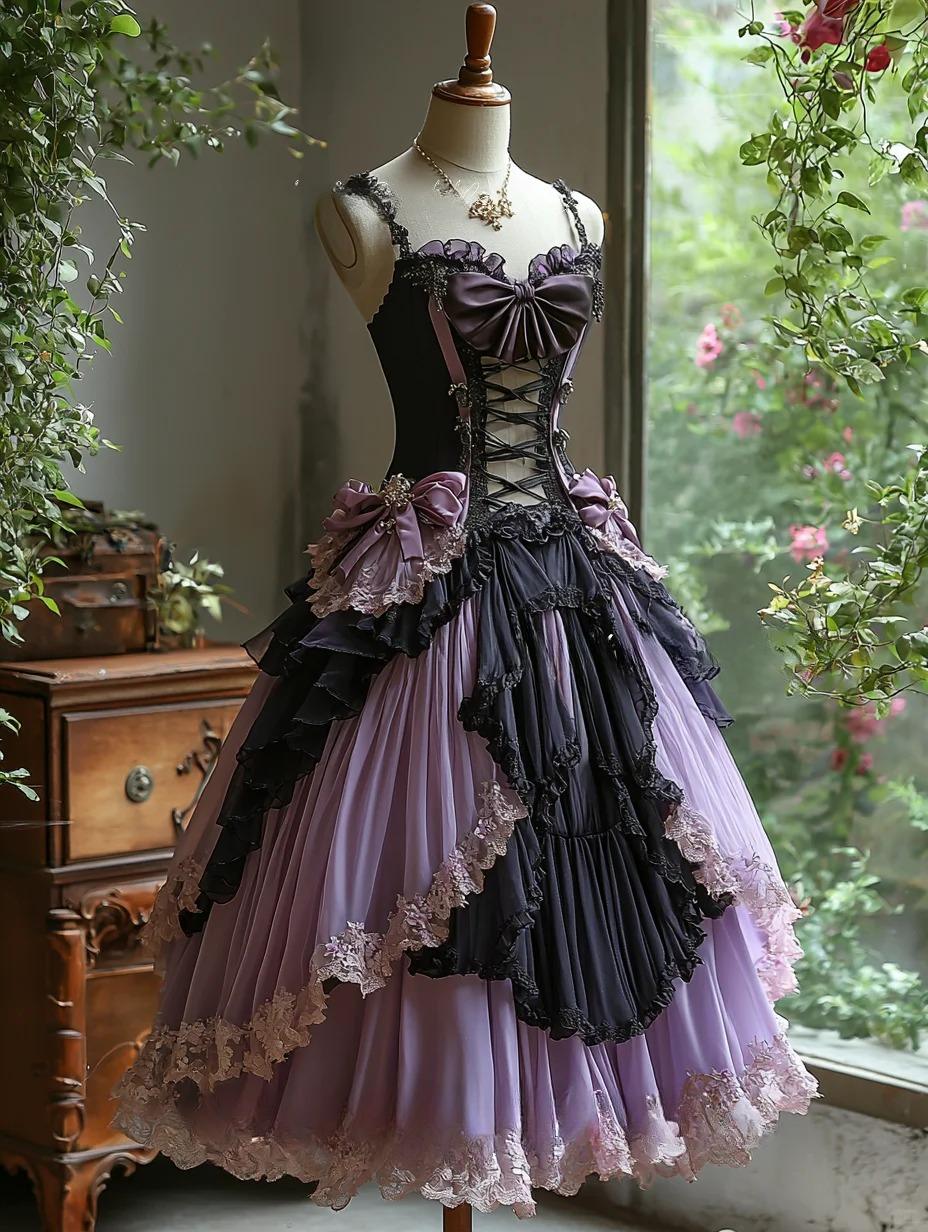 Lila Spitzentüll langes Homecoming-Kleid Ballkleid Abendkleid Geburtstagspartykleid nv4716