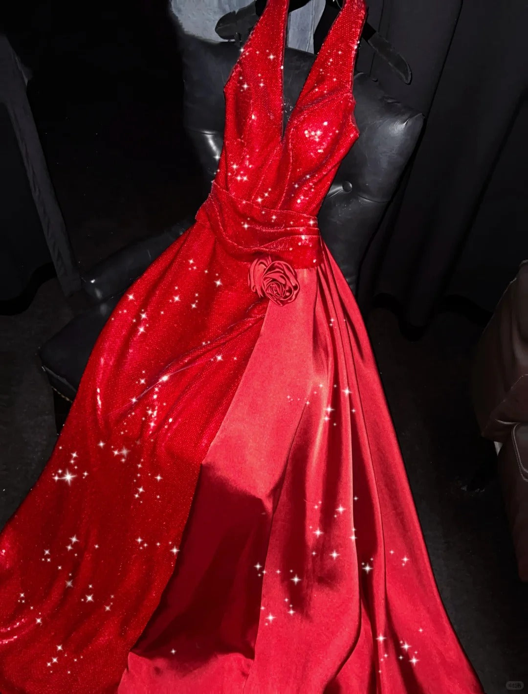 Rotes glänzendes elegantes sexy langes Ballkleid Abendkleid Partykleid nv4684