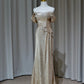NiceVestidos – Goldfarbenes, paillettenbesetztes, langes, schimmerndes Abendkleid NV5994