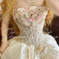 Weißes Kleid Vintage-Kleid Blumenkleid Langes Kleid Satinkleid Ballkleid nv5036