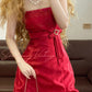 Robe de soirée longue princesse en dentelle rouge vintage élégante nv5001