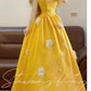 Yellow Daisy Elegant Long Princess Satin Tulle Ball Gown nv5034