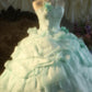 Robe de bal longue en tulle à fleurs vert menthe vintage nv5037