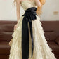 Robe de soirée longue en tulle et dentelle blanche, classique et élégante, à plusieurs niveaux, nv5020