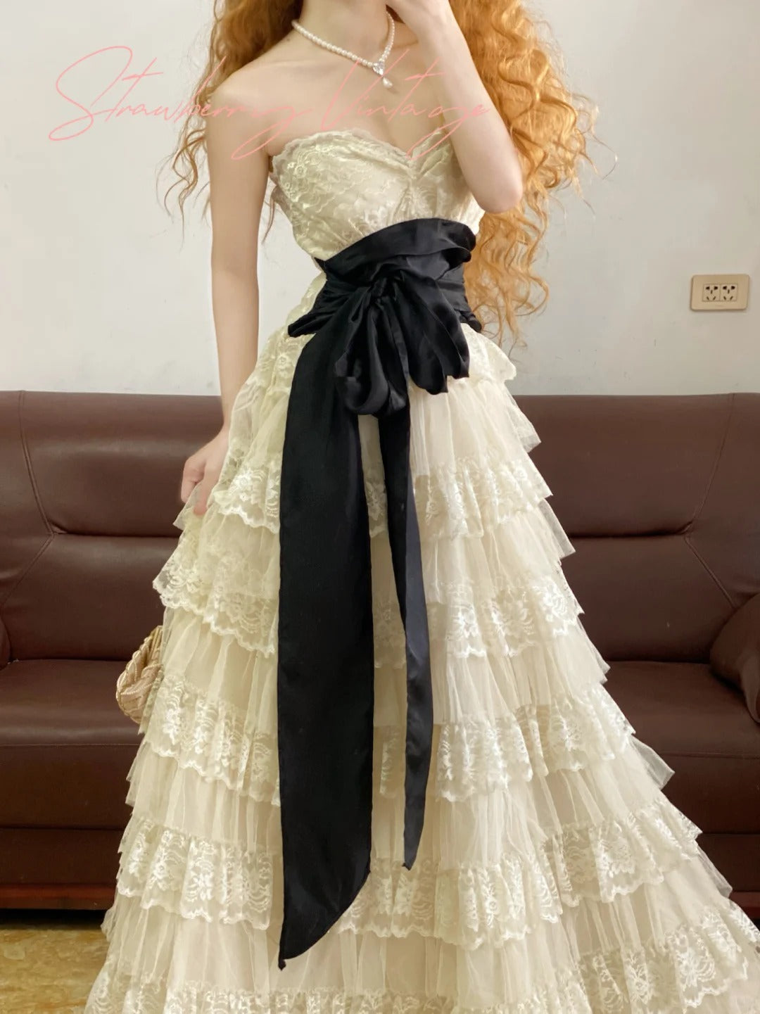 Robe de soirée longue en tulle et dentelle blanche, classique et élégante, à plusieurs niveaux, nv5020