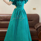 Teal Vintage Elegant Satin Lange Prinzessin Ballkleid Abendkleid Partykleid nv5002