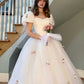 Weißes einfarbiges kleines Blumen-elegantes Tüll-langes Ballkleid-Hochzeitskleid im Prinzessinnen-Stil für Damen-Brautkleid nv2744