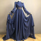 Robe de soirée élégante à manches longues et ceinture pailletée, robe de bal trapèze, robe de soirée nv1897