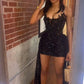 NiceVestidos - Wunderschönes, exquisites, kurzes schwarzes Homecoming-Kleid mit Perlenbesatz, Hoco Dress nv5493
