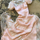 Pink Lace Sweet A-line Long Evening Gown Party Dress nv3155