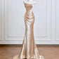 Gold Satin Long Mermaid Slim Prom Dress Evening Dress Party Dress nv4720