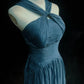 Blaues langes Chiffon-Ballkleid, Abendkleid, Brautjungfernkleid, NV4395