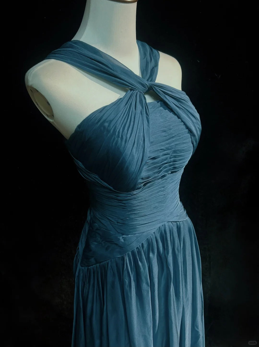 Blaues langes Chiffon-Ballkleid, Abendkleid, Brautjungfernkleid, NV4395