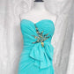 Blaues, perlenbesetztes, langes Tüll-Ballkleid, Abendkleid, Partykleid, nv4372