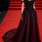 Schwarzes, burgunderrotes, trägerloses Spitzenkleid – schulterfreies Ballkleid/Abendkleid/Ballkleid/Maxikleid für den roten Teppich NV6803