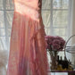 Elegant and romantic ruffled chiffon pink long prom dress nv5321