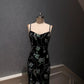 NiceVestidos-_NV Robe longue de soirée noire à fleurs NV5937
