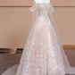 A luxurious, sweet, fairy-like, long, tulle, beaded ball gown in cherry blossom pink. nv5075