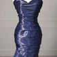 Robe de soirée sirène en satin bleu ajustée nv4437