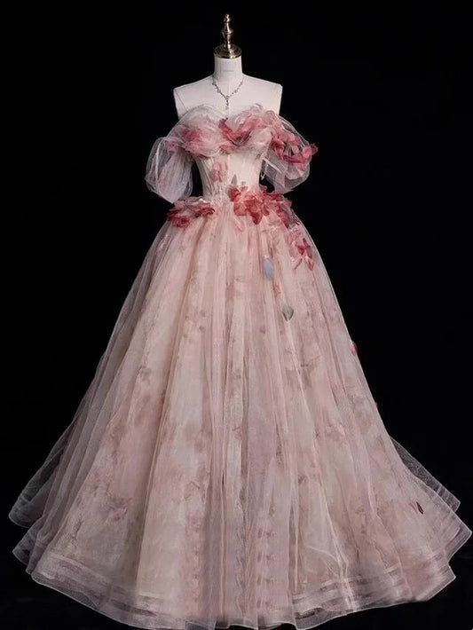 Langes Chiffon-Ballkleid mit Blumenmuster NV6724